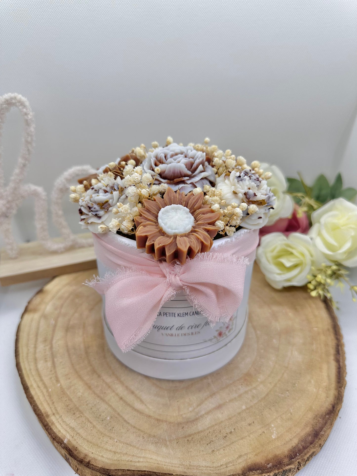 Bouquet de cire floral marron - Vanille des îles