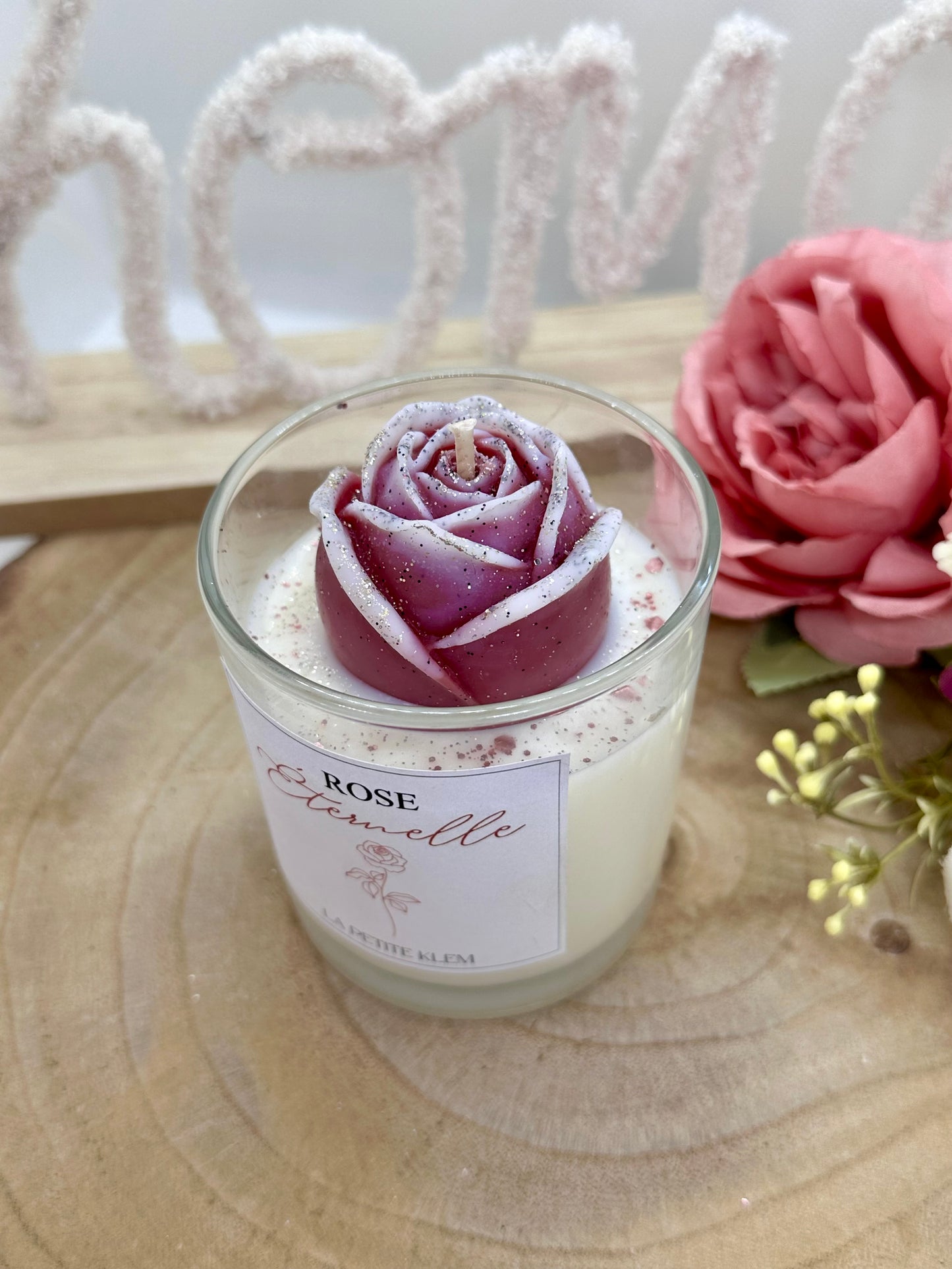 Bougie Rose éternelle - Parfum au choix