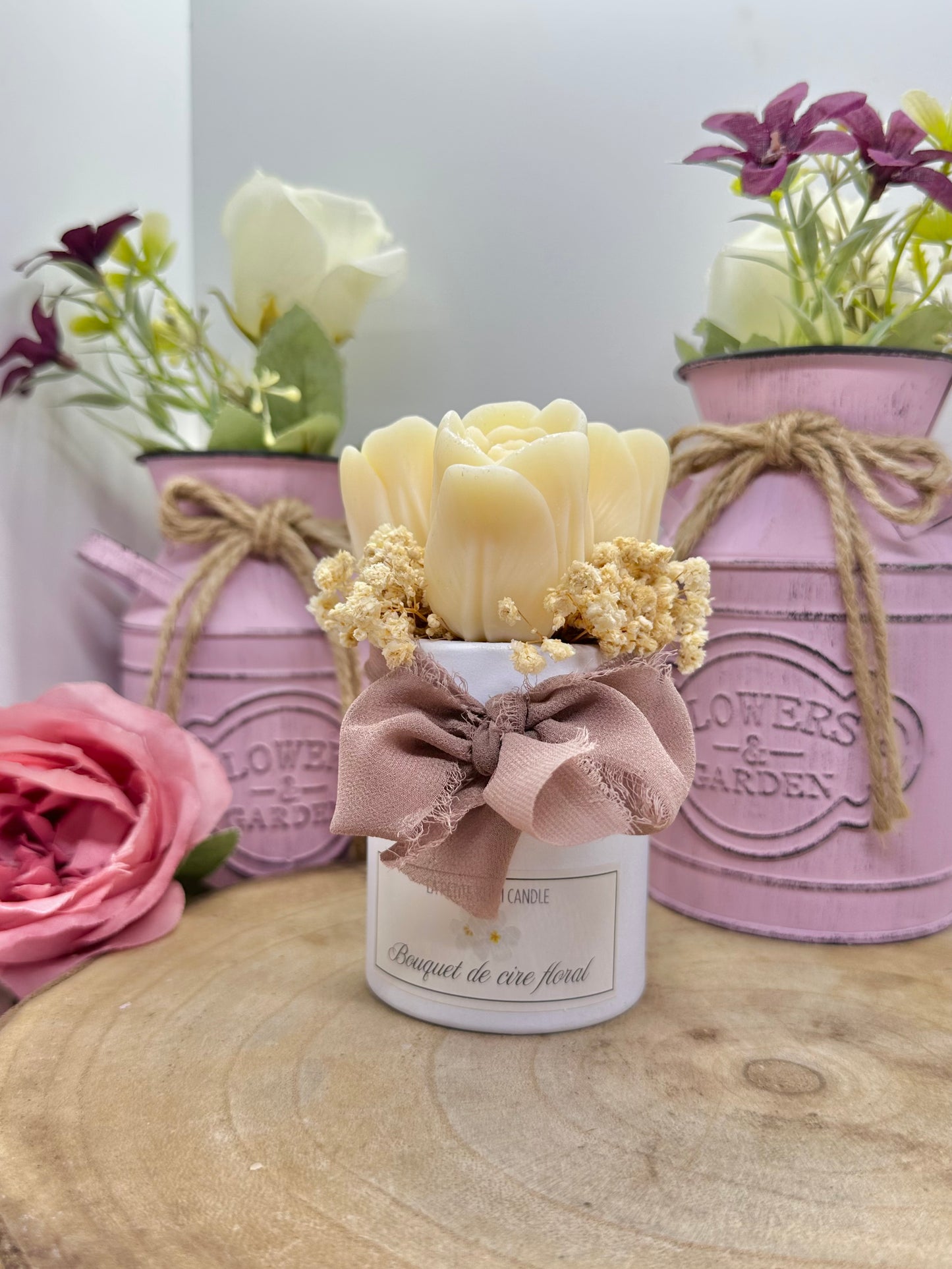 Mini bouquet de cire floral blanc - Monoï