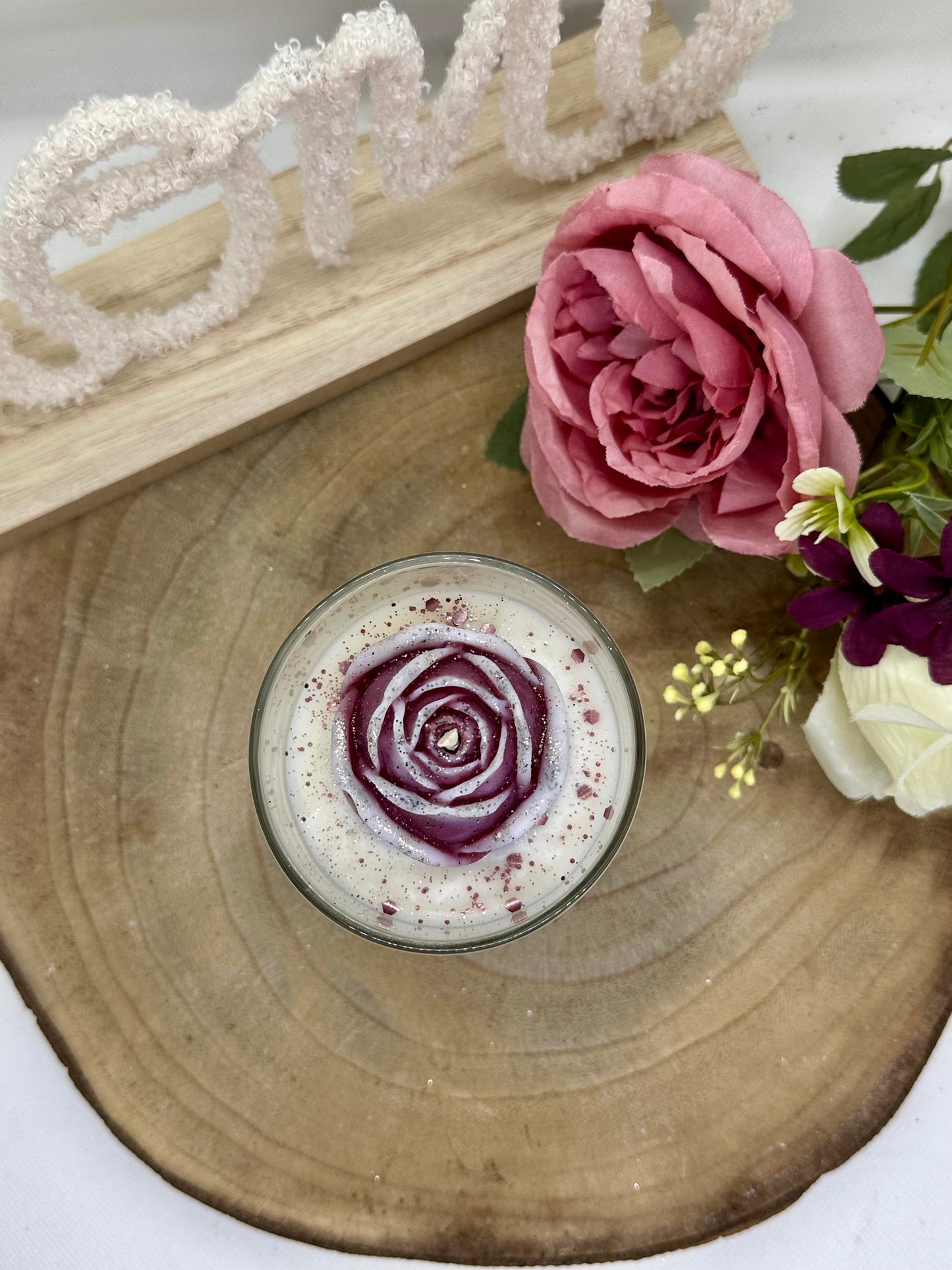 Bougie Rose éternelle - Parfum au choix