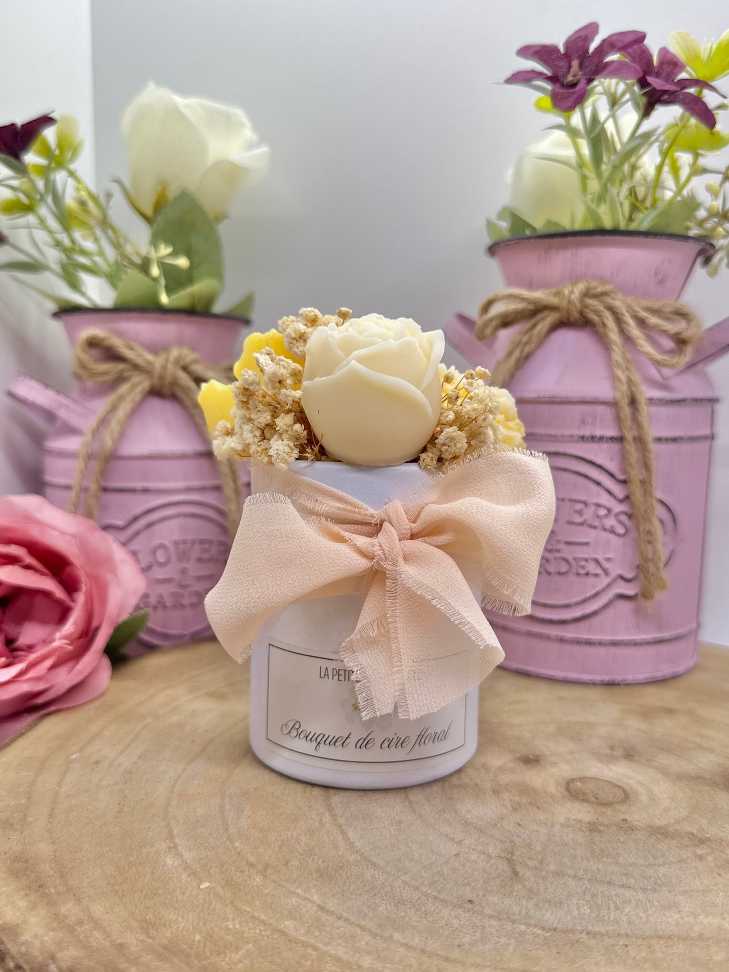 Mini bouquet de cire floral jaune - Monoï