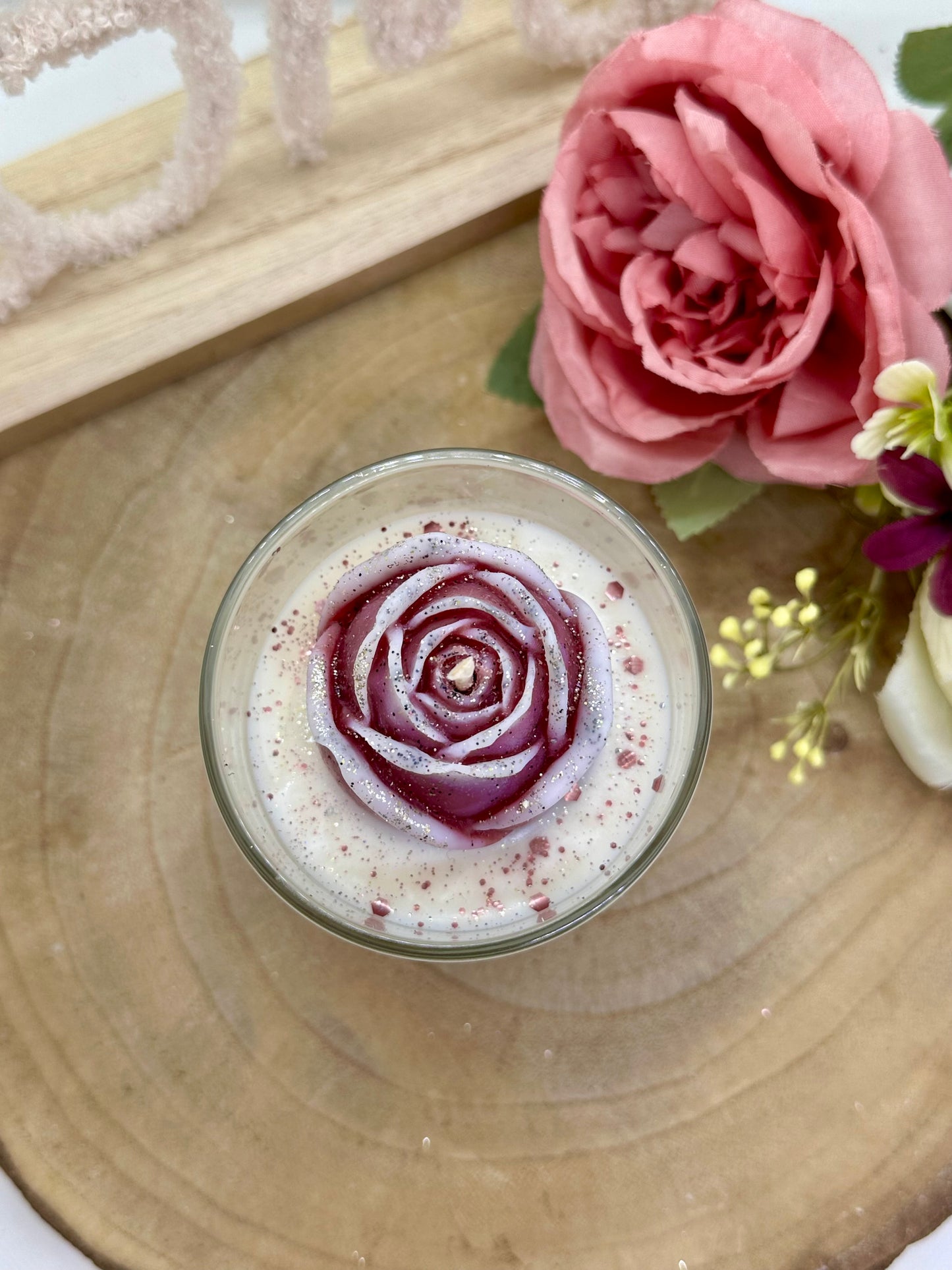 Bougie Rose éternelle - Parfum au choix