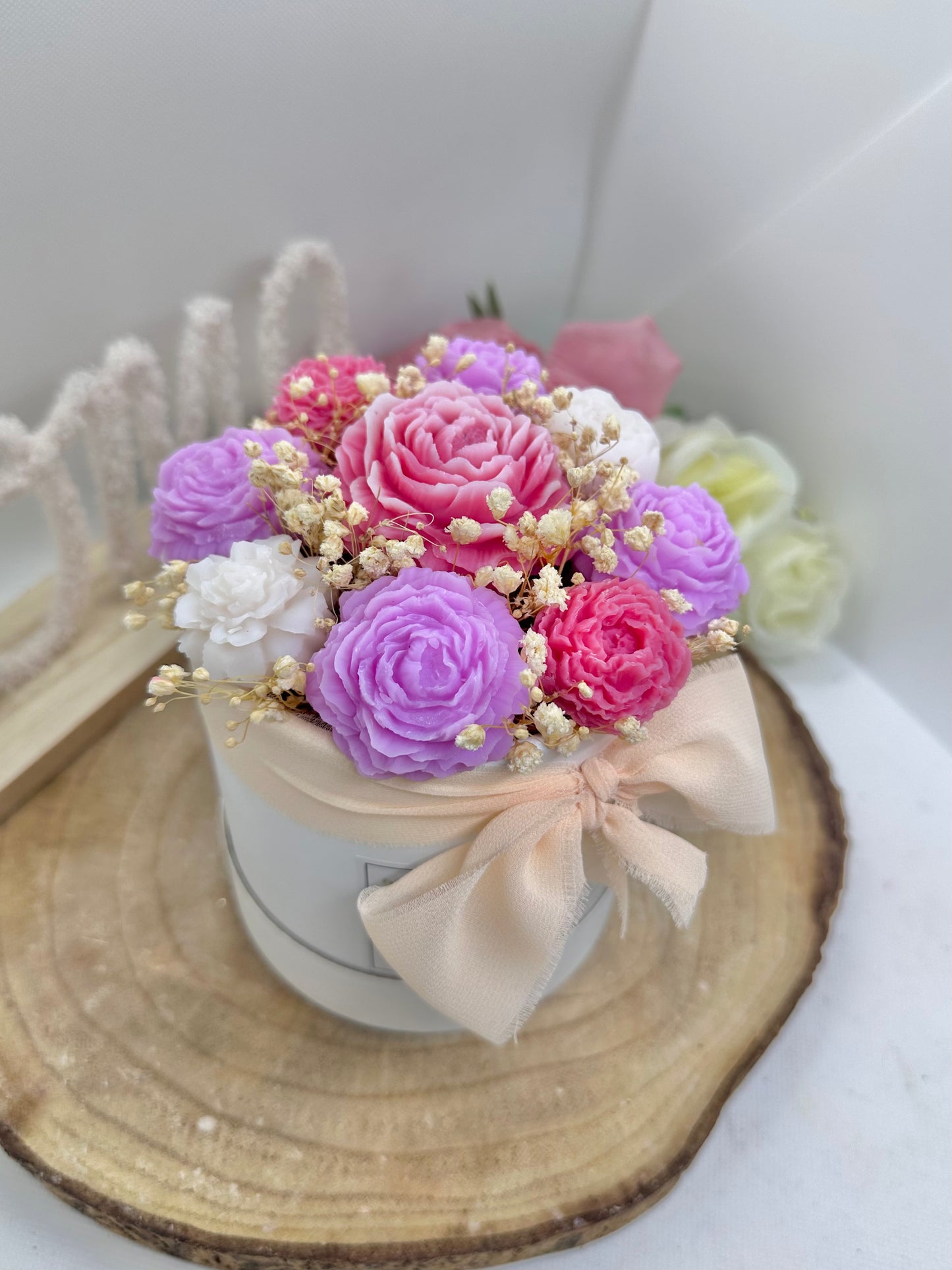 Bouquet de cire floral framboise - Adoucissant
