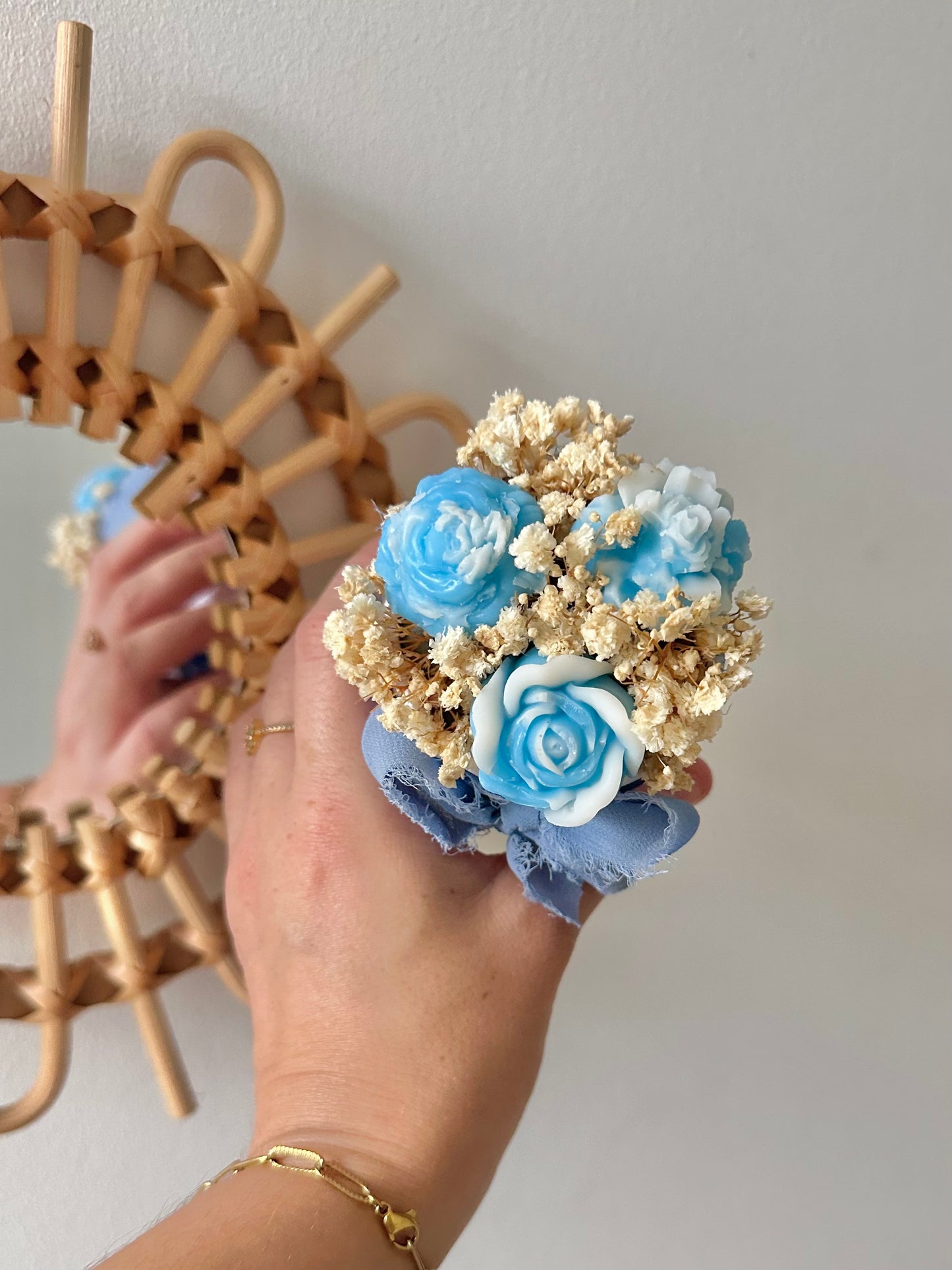 Mini bouquet de cire floral bleu - Adoucissant