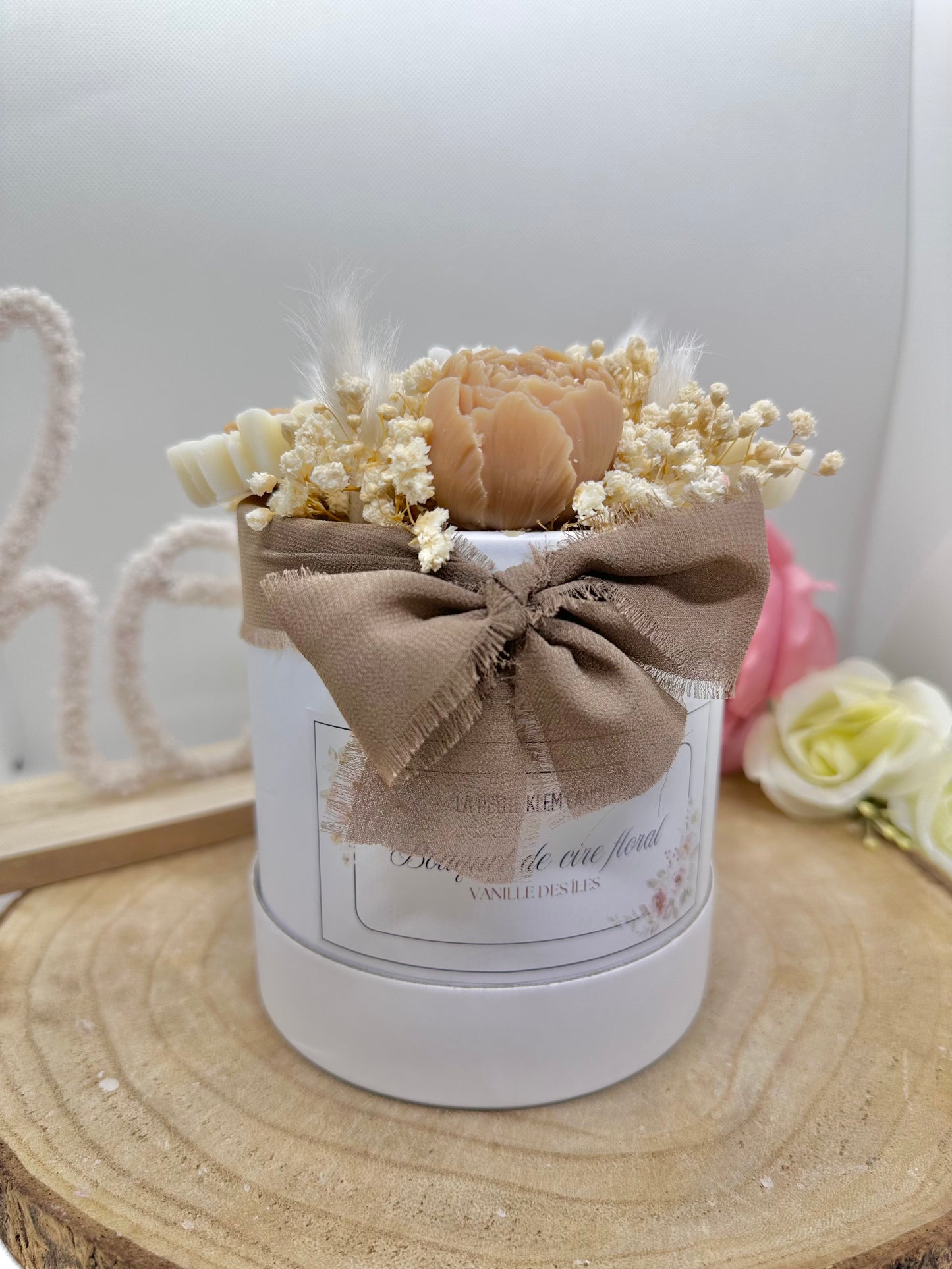 Bouquet de cire floral camel - Vanille des îles