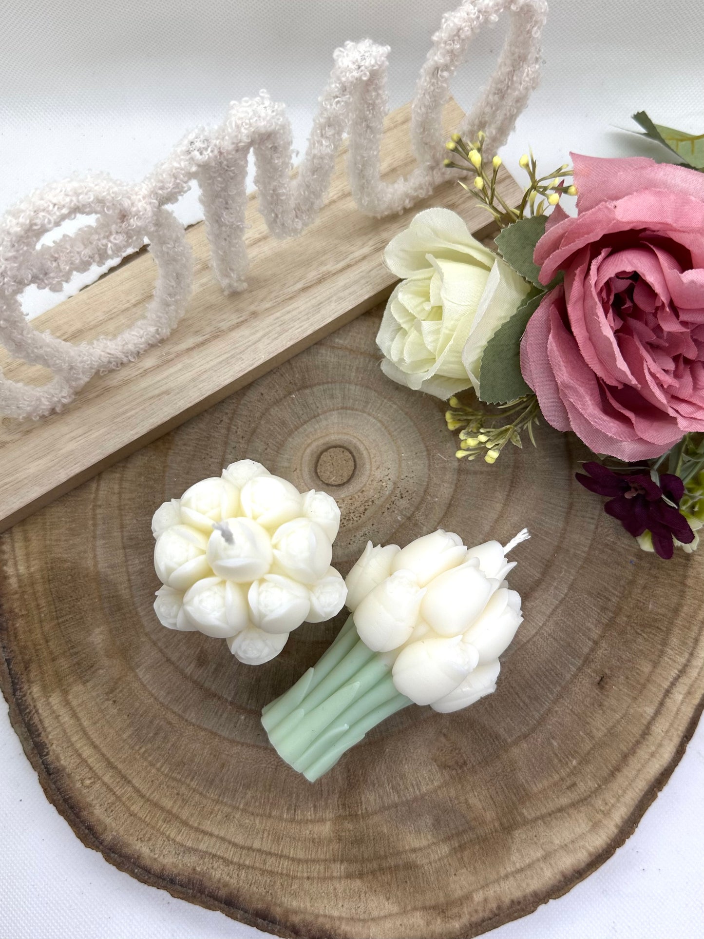 Bougie - Bouquet de fleurs