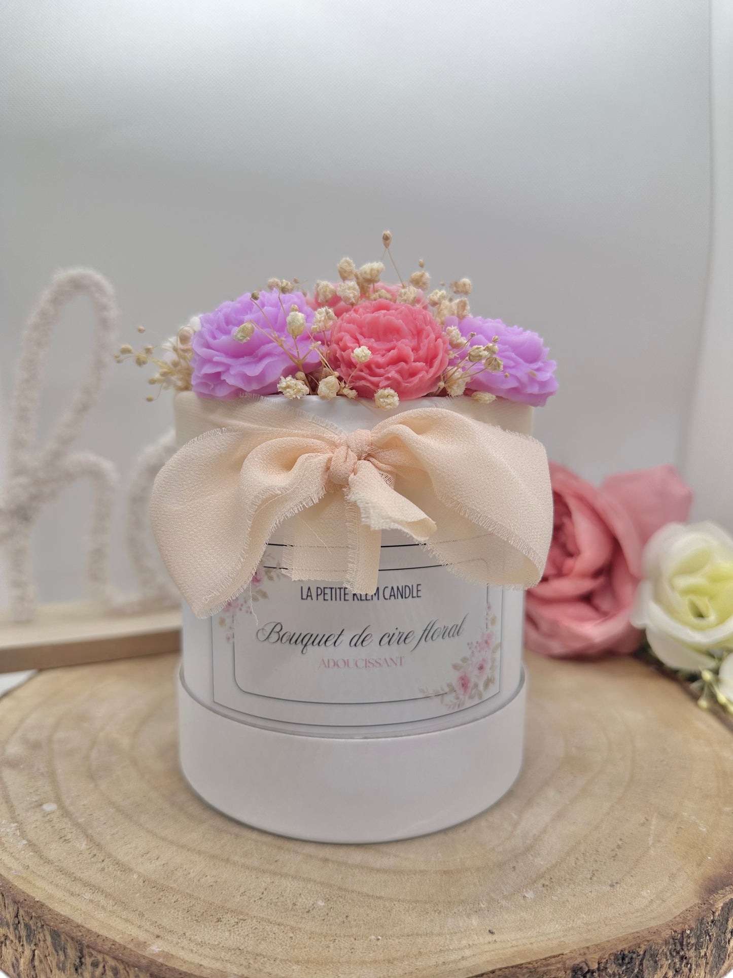 Bouquet de cire floral framboise - Adoucissant