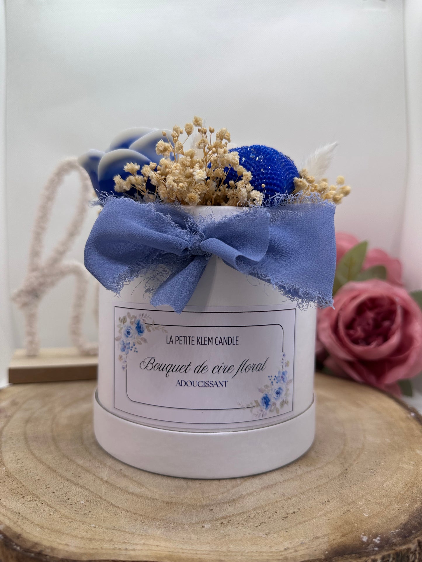 Bouquet de cire floral bleu pailleté - Adoucissant