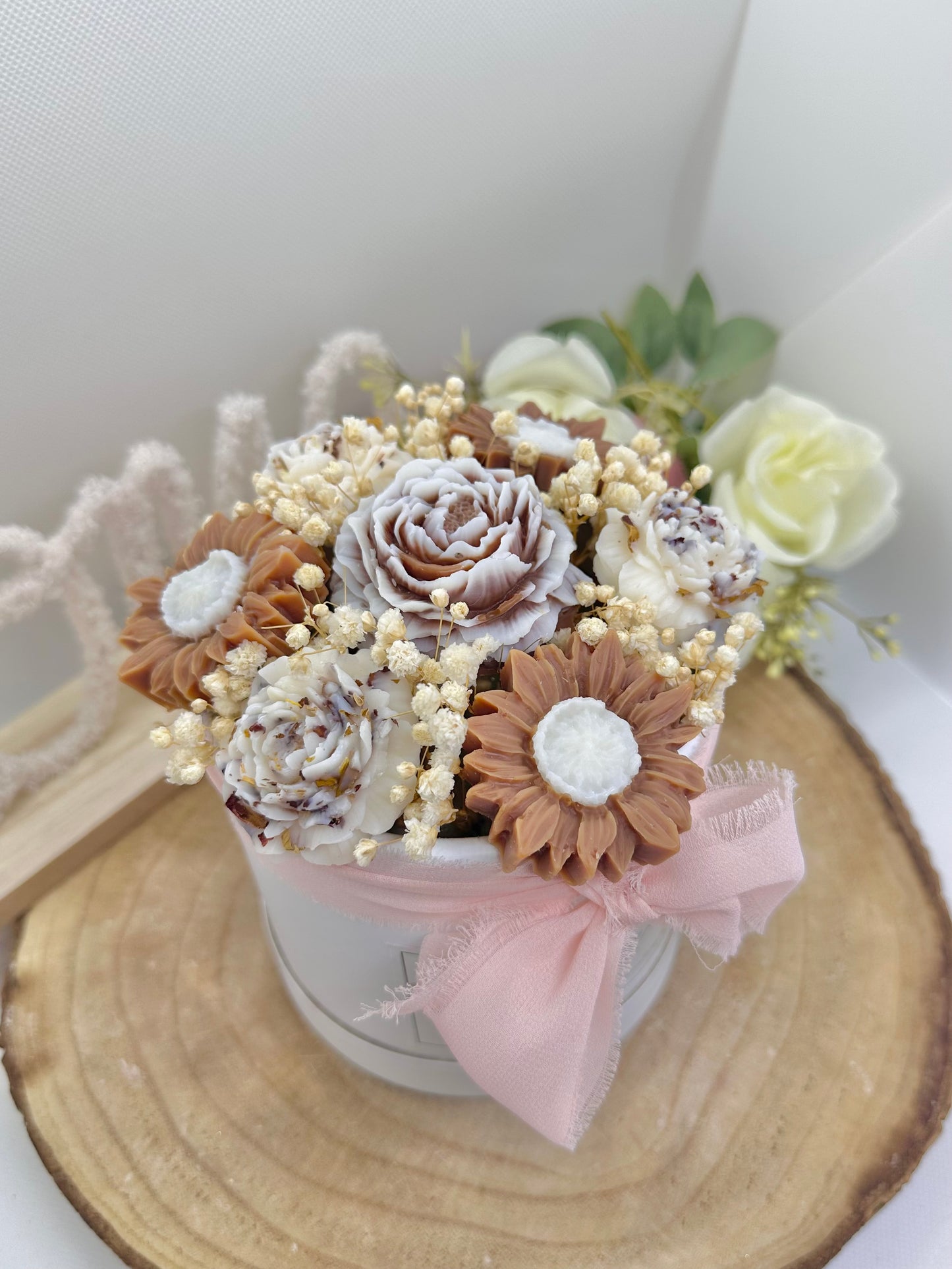 Bouquet de cire floral marron - Vanille des îles