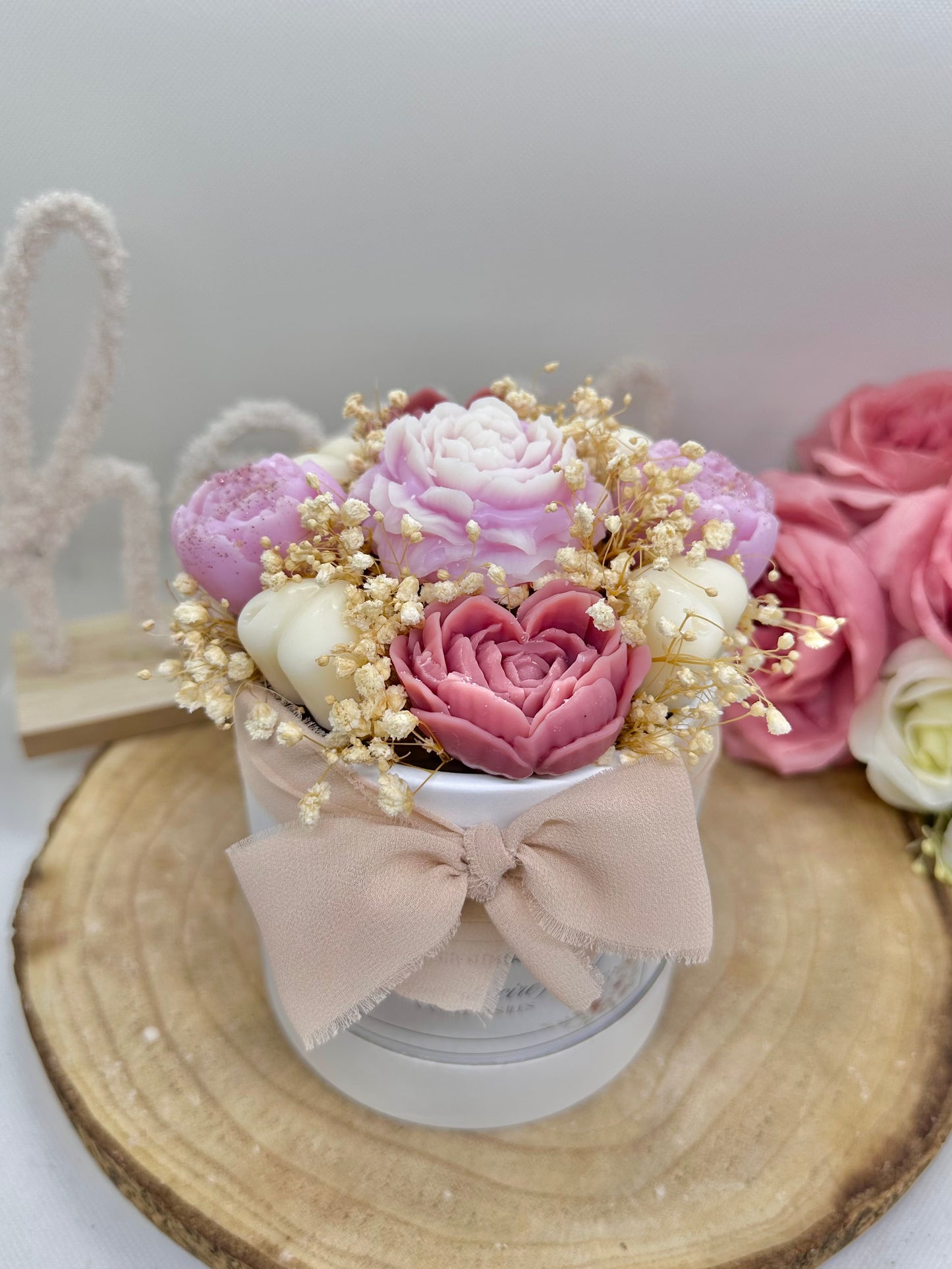 Bouquet de cire floral vieux rose - Vanille des îles