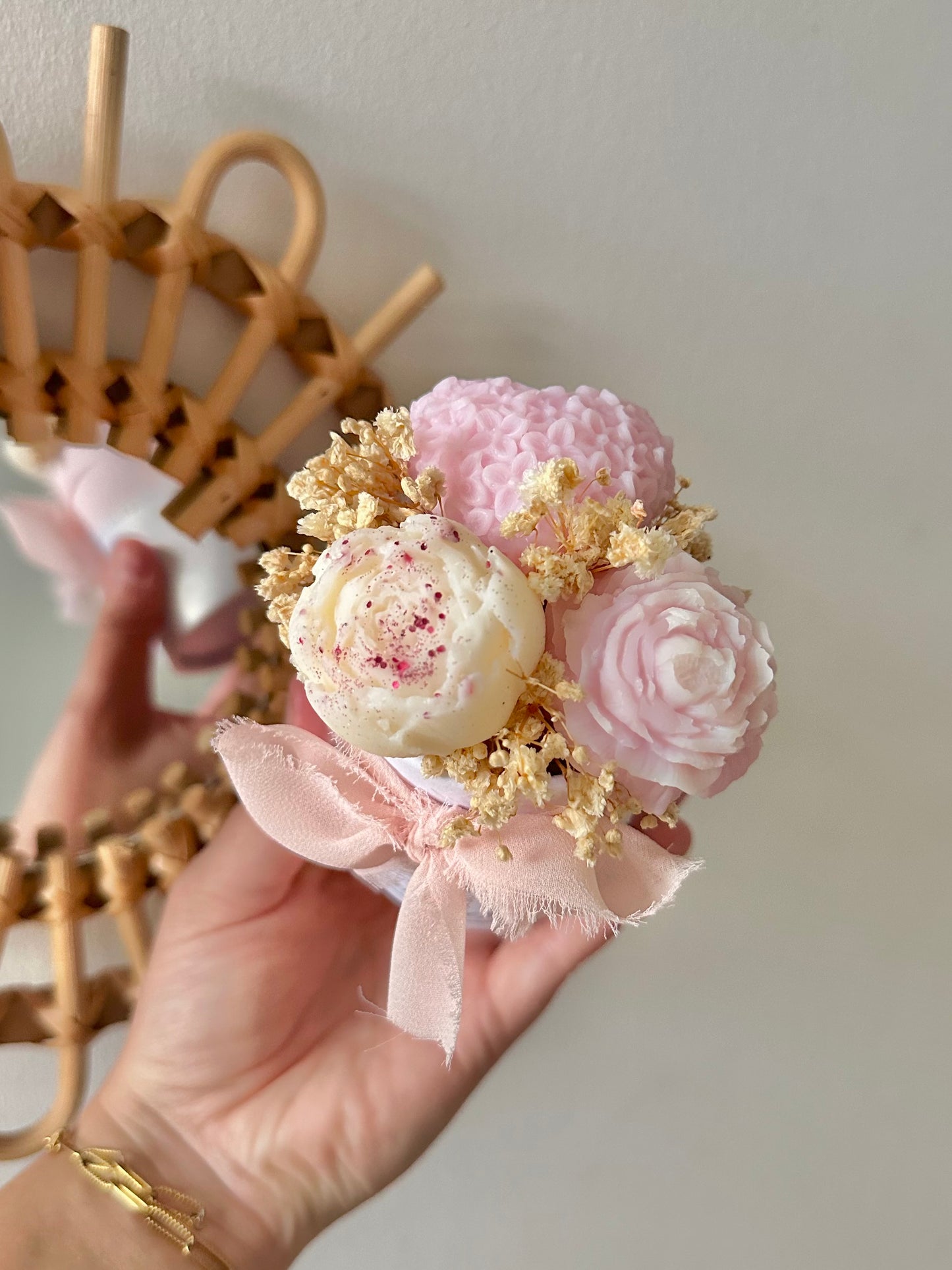 Mini bouquet rose - Pêche