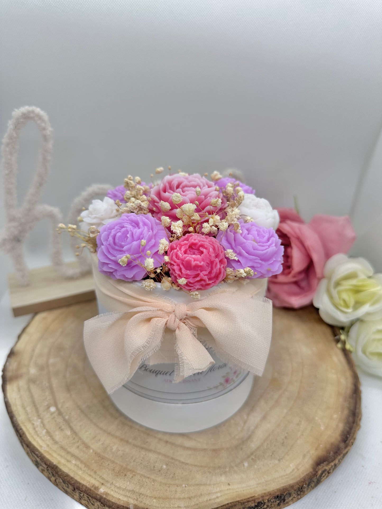 Bouquet de cire floral framboise - Adoucissant