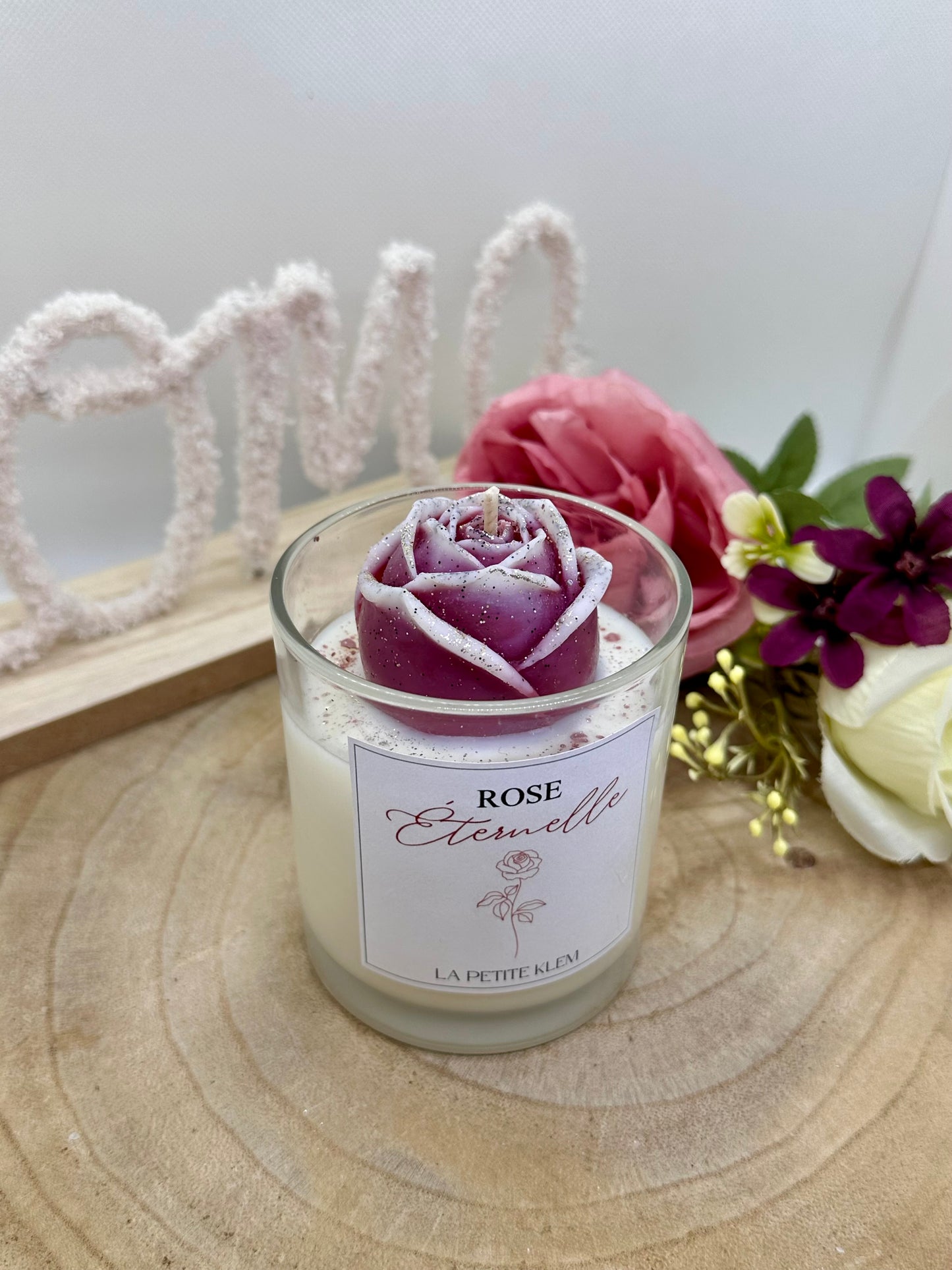 Bougie Rose éternelle - Parfum au choix