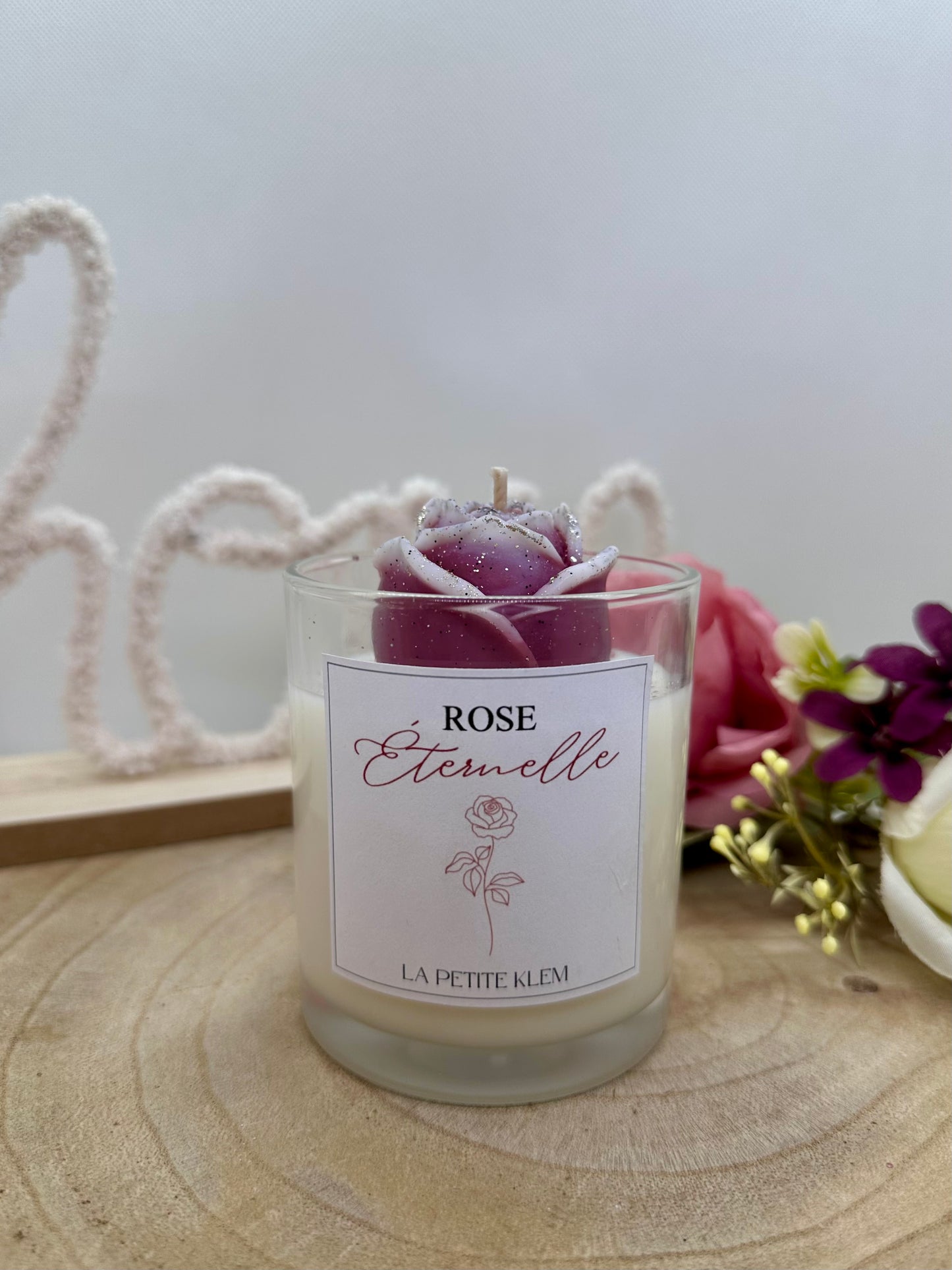 Bougie Rose éternelle - Parfum au choix