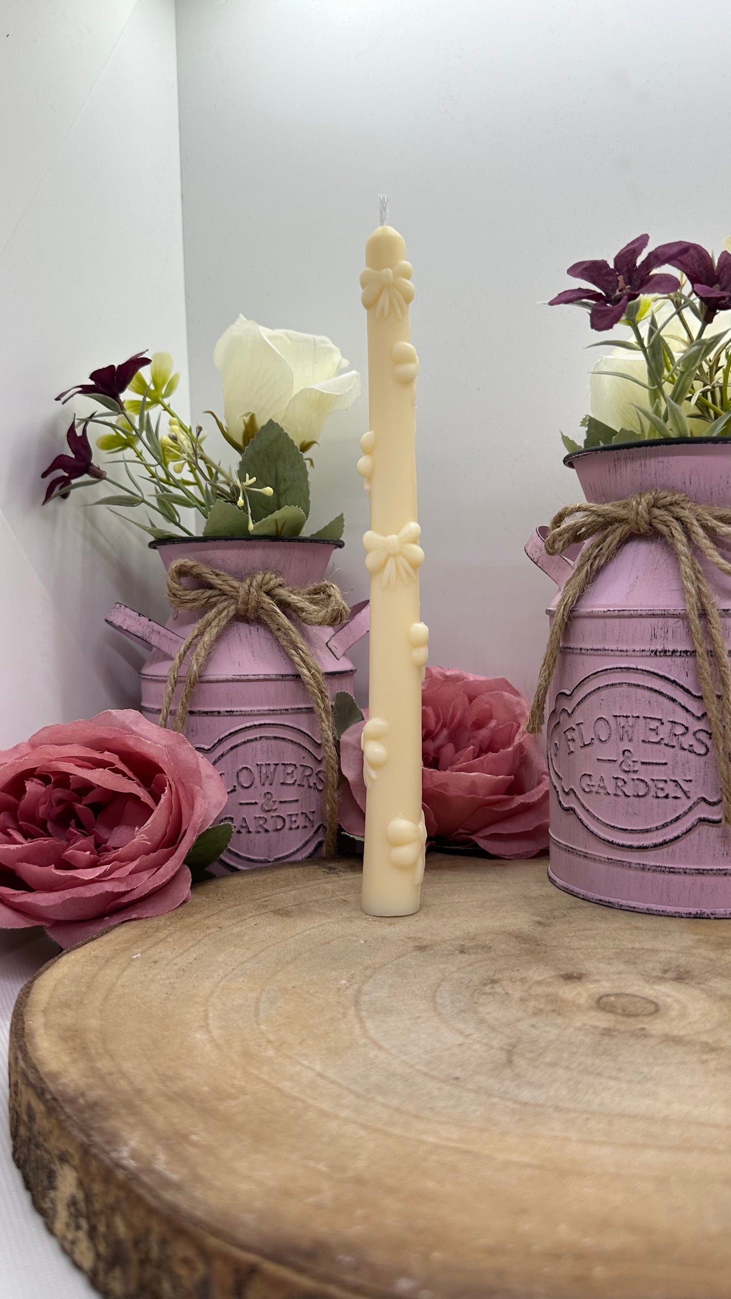 Bougie chandelle noeuds - Blanc