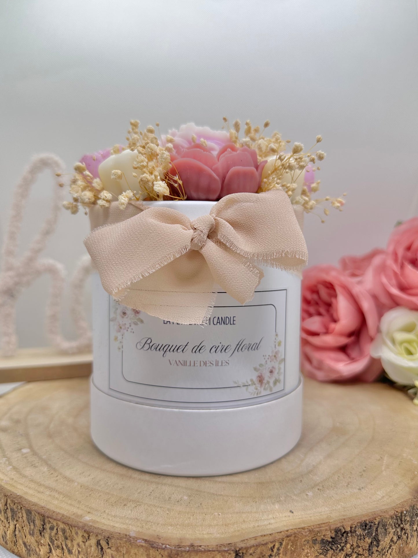 Bouquet de cire floral vieux rose - Vanille des îles