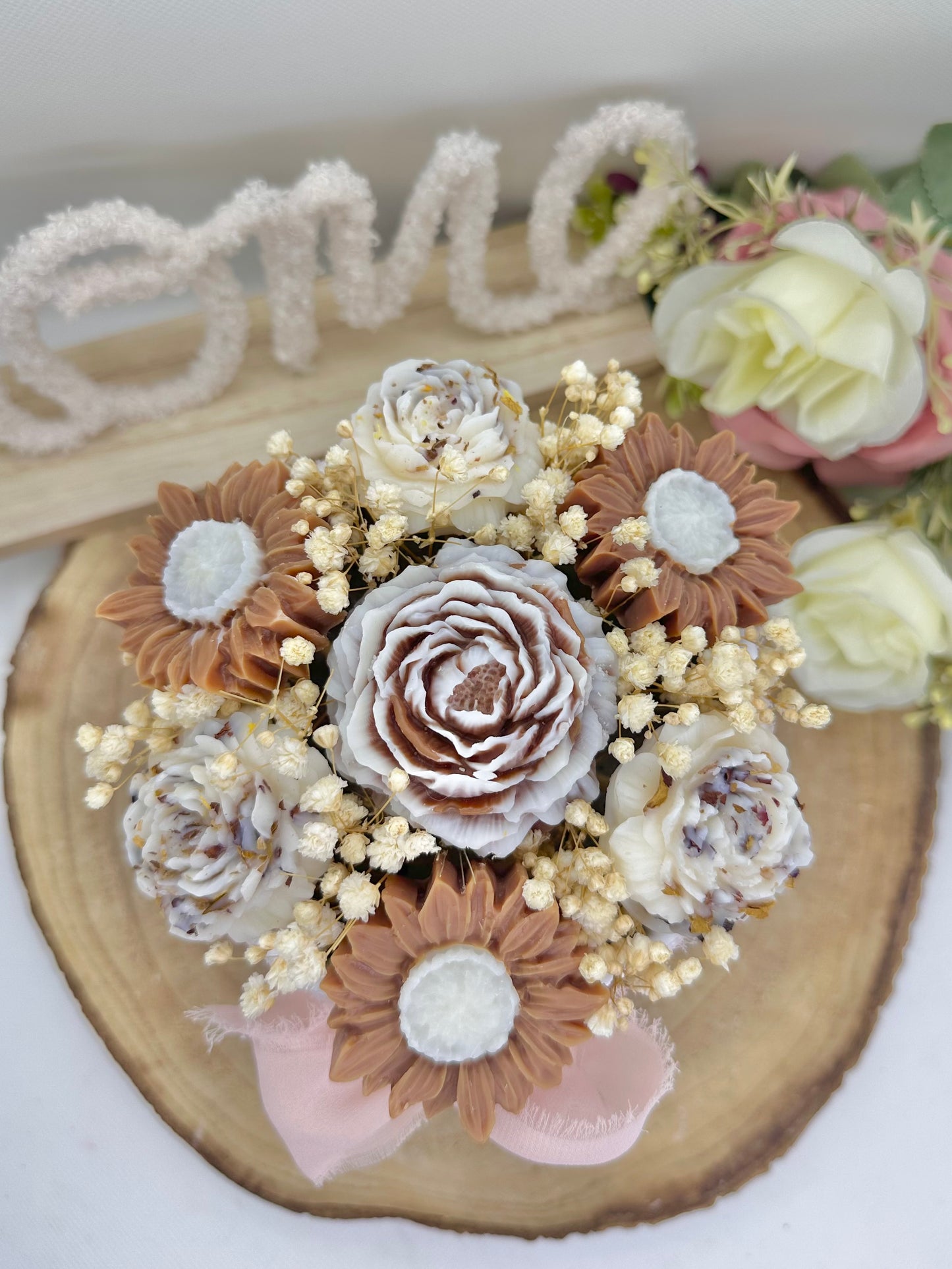 Bouquet de cire floral marron - Vanille des îles