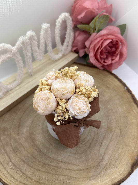 Mini bouquet de cire blanc doré - Nougat blanc