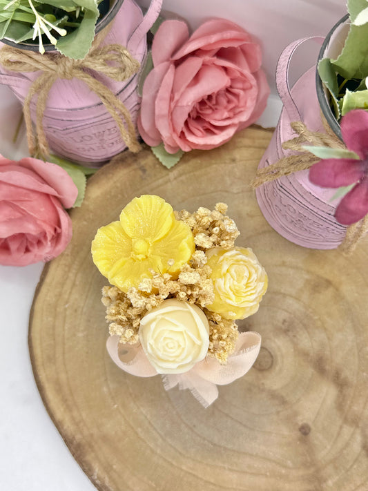 Mini bouquet de cire floral jaune - Monoï