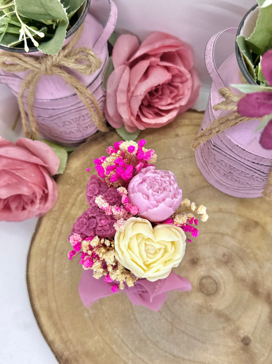 Mini bouquet de cire floral papillon - Fraise des bois