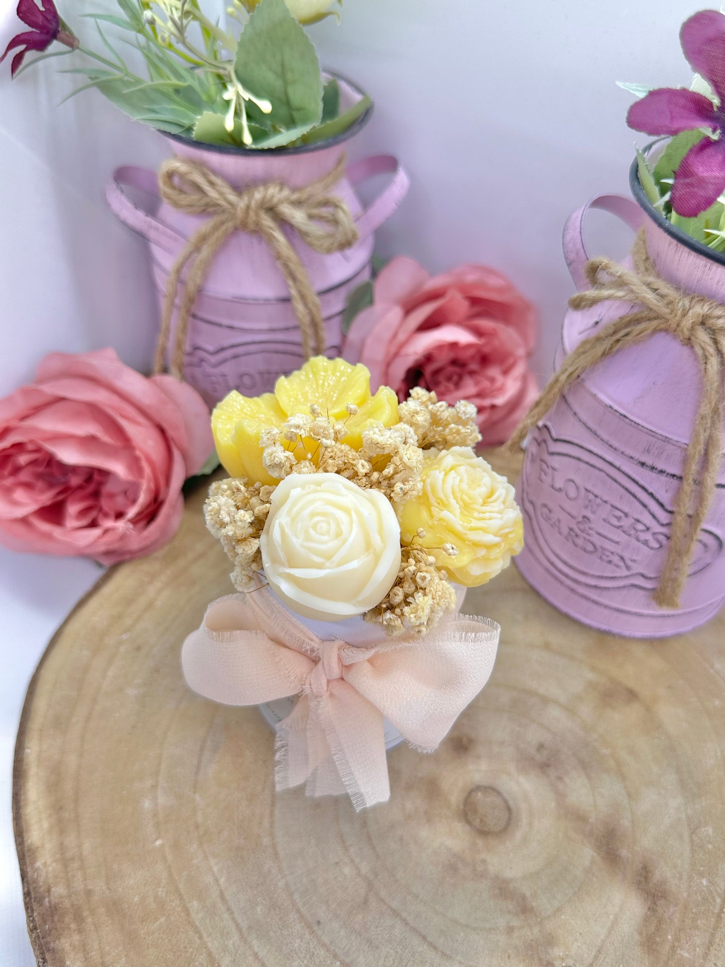 Mini bouquet de cire floral jaune - Monoï