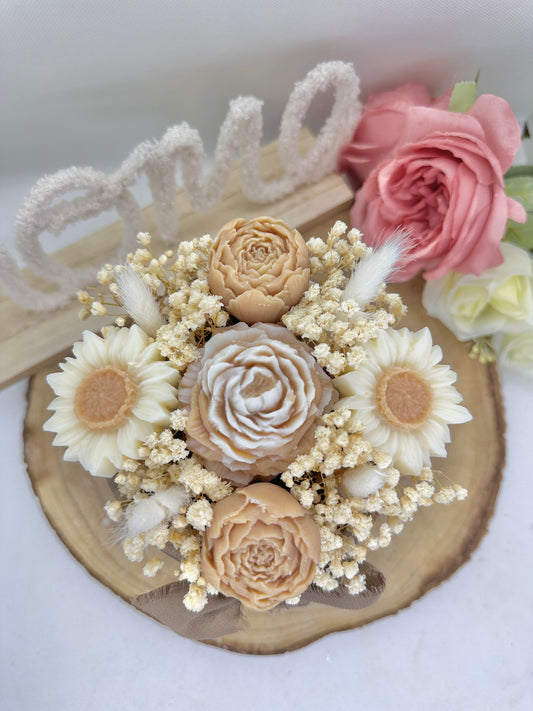 Bouquet de cire floral camel - Vanille des îles