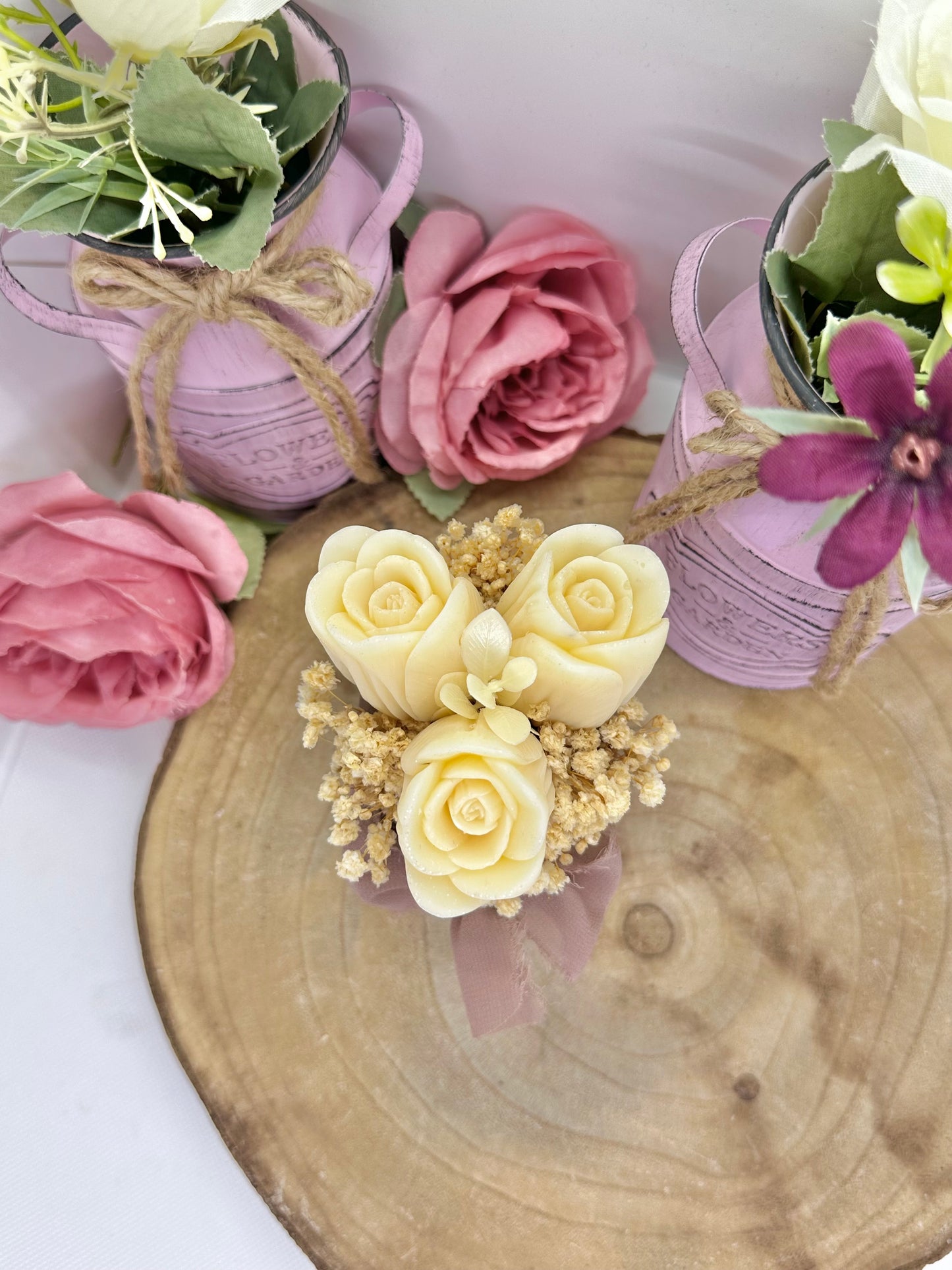 Mini bouquet de cire floral blanc - Monoï