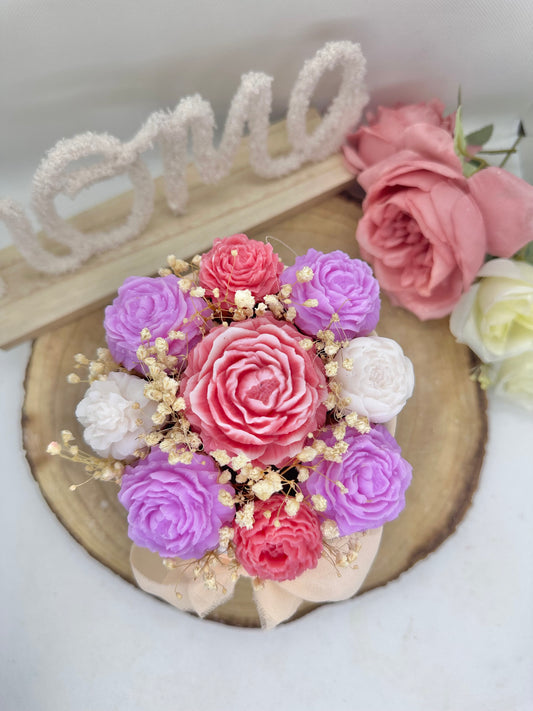 Bouquet de cire floral framboise - Adoucissant