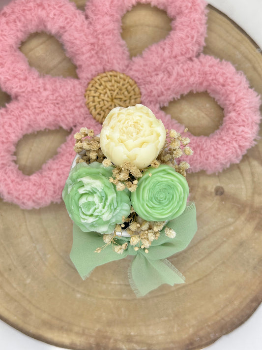 Mini bouquet de cire floral vert - Parfum Pomme verte