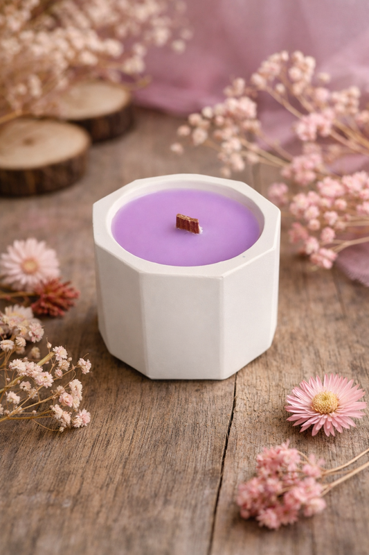 Bougie unique jesmonite blanc - Parfum adoucissant